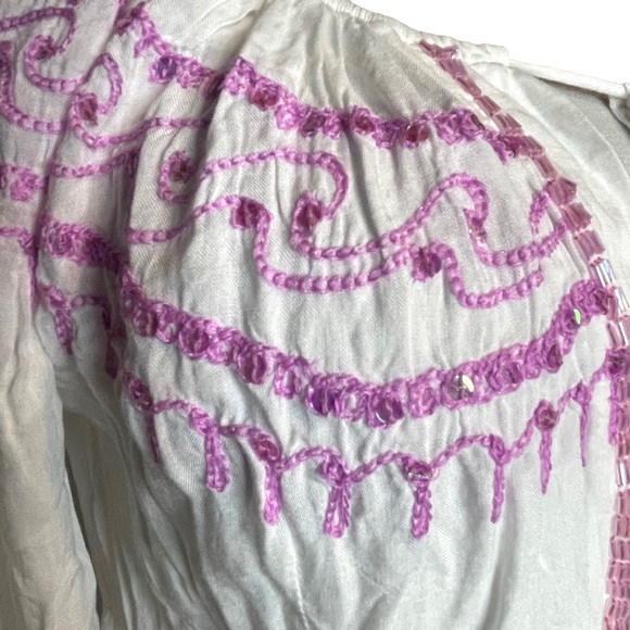 CHACH white/pink Beaded Sequin Embroidered CoverUp XL - Picture 14 of 16